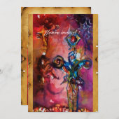 エクスカリバー・マジックソード 赤紫ファンタジー 招待状 (正面/裏面)