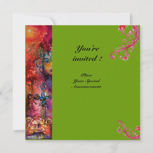 エクスカリバー、明るい赤、グレー 招待状 (裏面)