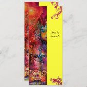 エクスカリバー、明るい赤、ピンクの青の黄色 招待状 (正面/裏面)