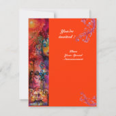 エクスカリバー、明るい赤、ピンクの青オレンジ 招待状 (裏面)