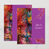 エクスカリバー、明るい赤、ピンクバイオレット 招待状 (正面/裏面)