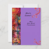 エクスカリバー、明るい赤、ピンクバイオレット 招待状 (裏面)