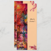 エクスカリバー、明るい赤、ピンク 招待状 (正面/裏面)