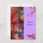 エクスカリバー、明るい赤、紫 招待状 (正面)