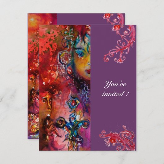 エクスカリバー , 真っ赤な , ピンク紫 招待状 (正面/裏面)