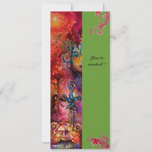 エクスカリバー , 真っ赤な , ピンク 青 緑 招待状 (正面)