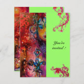 エクスカリバー , 真っ赤な , ピンク 青 緑 招待状 (正面/裏面)