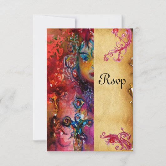 エクスカリバー , 真っ赤な , 青い羊皮紙 RSVP (正面)