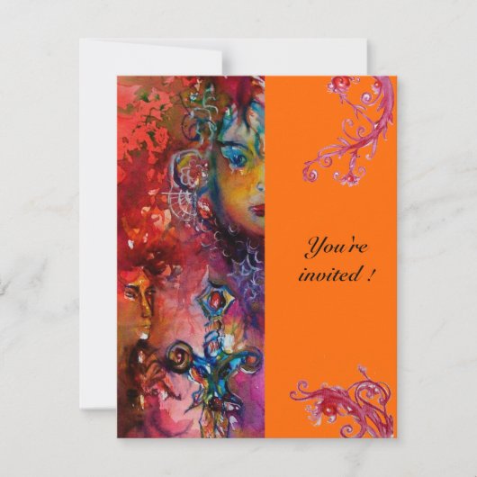 エクスカリバー、真っ赤、ピンク 招待状 (正面)