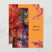 エクスカリバー、真っ赤、ピンク、青、オレンジ 招待状 (正面/裏面)