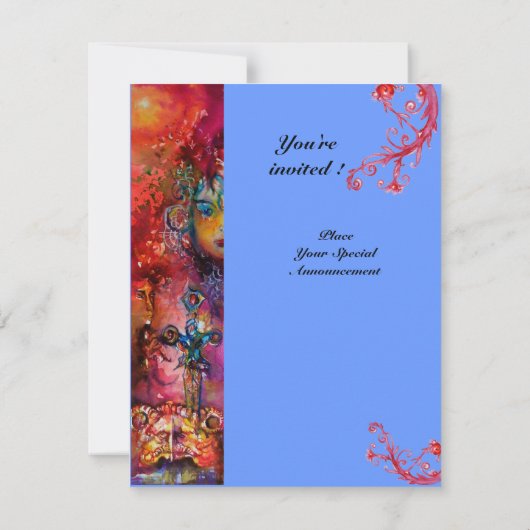 エクスカリバー、真っ赤、ピンク 青 招待状 (裏面)