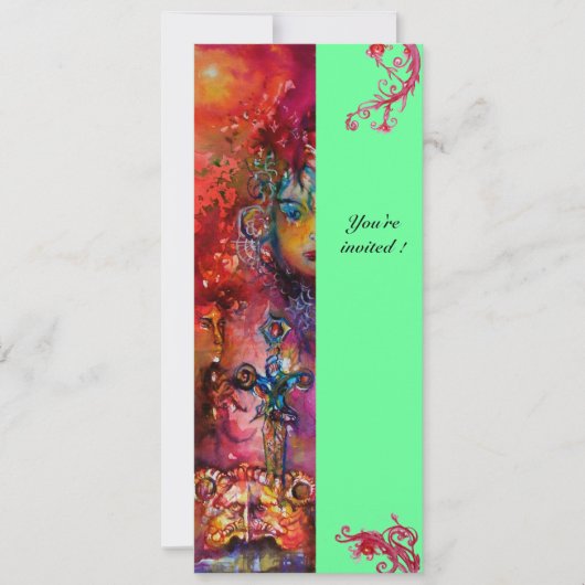 エクスカリバー、真っ赤、ピンク 青 緑 招待状 (正面)