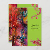 エクスカリバー、真っ赤、ピンク 青 緑 招待状 (正面/裏面)