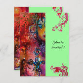 エクスカリバー、真っ赤、ピンク、青、緑 招待状 (正面/裏面)