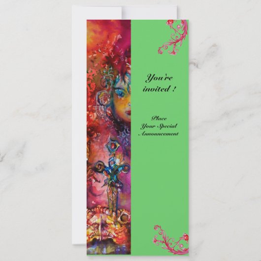 エクスカリバー、真っ赤、ピンク 青 緑 招待状 (裏面)