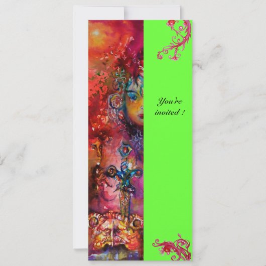 エクスカリバー、真っ赤、ピンク、青、緑 招待状 (正面)