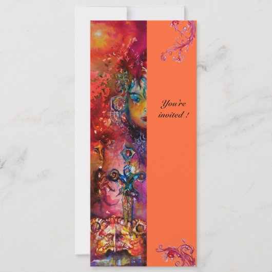 エクスカリバー、真っ赤、ピンク、青、黄色 招待状 (正面)