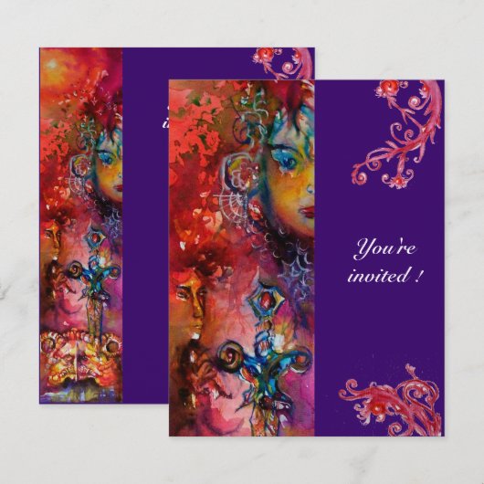 エクスカリバー、真っ赤、紫 招待状 (正面/裏面)