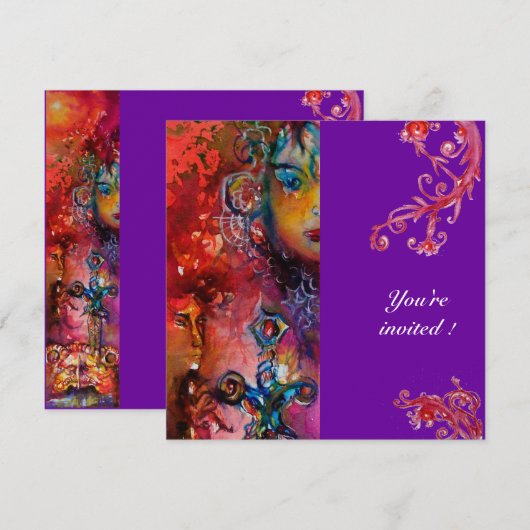 エクスカリバー、真っ赤、紫 招待状 (正面/裏面)