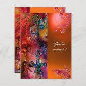 エクスカリバー 輝く真っ赤 ピンク 青 オレンジ 招待状 (正面/裏面)