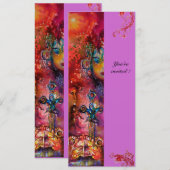 エクスカリバー、鮮やかな赤、ピンク紫 招待状 (正面/裏面)