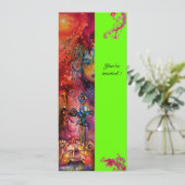 エクスカリバー、鮮やかな赤、ピンク、青、緑 招待状 (スタンド正面)