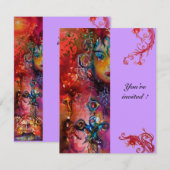 エクスカリバー、鮮やかな赤、紫 招待状 (正面/裏面)