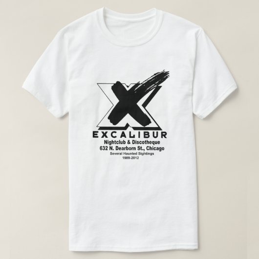 エクスカリブールナイトクラブ&ディスコ(1989年~2012年) Tシャツ (デザイン正面)