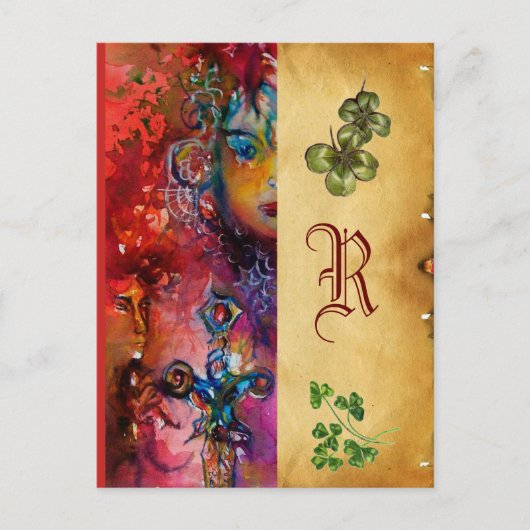 エクスカリブールモノグラムパーチメントサンパトリックの日 ポストカード (正面)