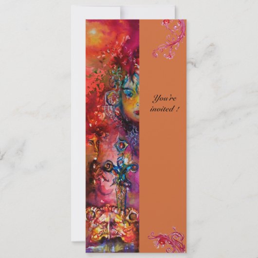 エクスカリ品亮赤、ピンク、青、黄色 招待状 (正面)