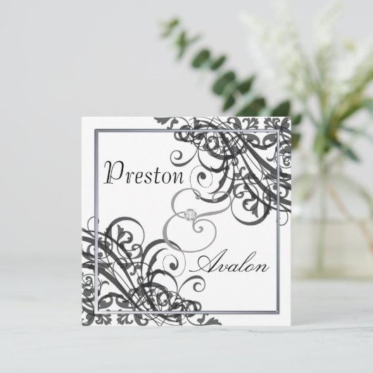 エクスキサイトバロックB&Wスクロール招待状 招待状 (スタンド正面)