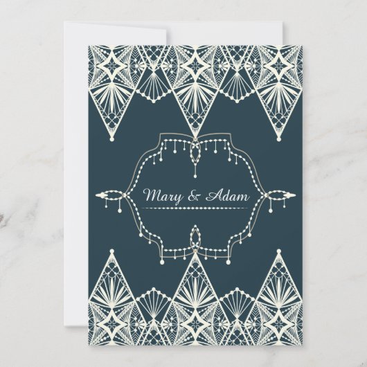 エクスキサイトレースアールデコスタイル結婚式招待状 招待状 (正面)