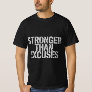 エクスキューズより強いジムTシャツ|エクササイズのモチベーション Tシャツ