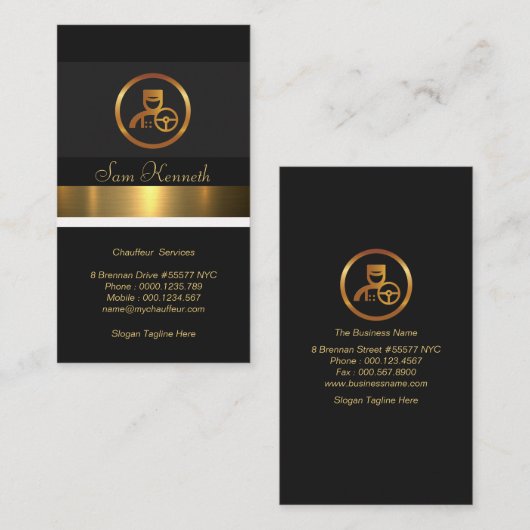 エクスクイシスタイリッシュットルミニアス金ゴールドストライプ運転手 名刺 (正面/裏面)
