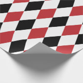 エクストララージダークレッド、ブラック&ホワイトハーレクイン ラッピングペーパー (角)