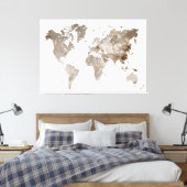 エクストララージニュートラルカラーワールドマップキャンバス キャンバスプリント (インサイチュ (寝室))