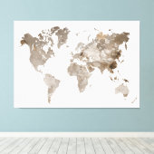 エクストララージニュートラルカラーワールドマップキャンバス キャンバスプリント (インサイチュ (ウッドフロア))