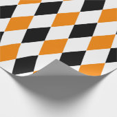 エクストララージブラック、オレンジ、ホワイトハーレクイン ラッピングペーパー (角)