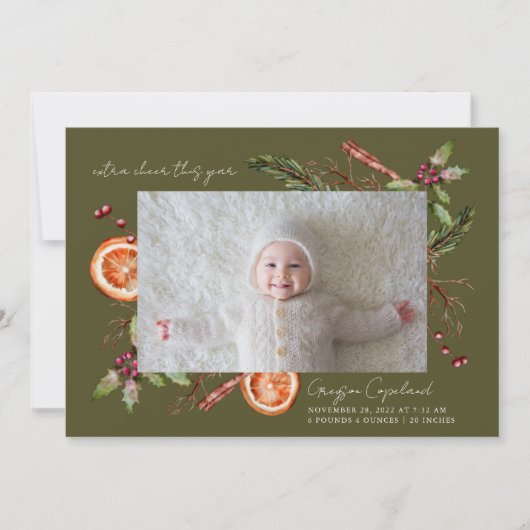 エクストラ応援グリーンホリデーベビーフォト誕生 案内状 (正面)