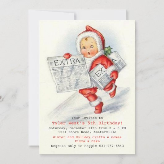 エクストラ·エクストラ·ホリデー·バースデー·パーティーの招待 招待状 (正面)
