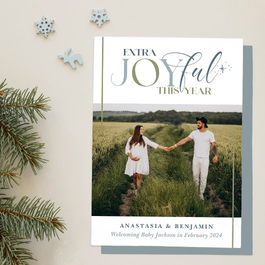 エクストラ ジョイフル ブルーとグリーンのヴィンテージ プレグナンシー シーズンカード