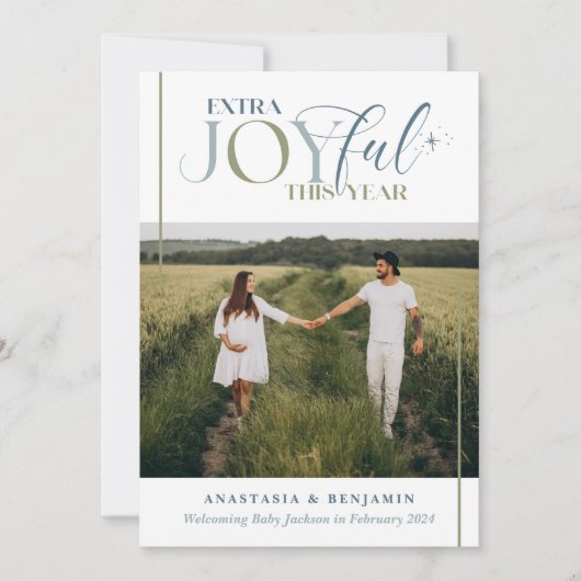 エクストラ ジョイフル ブルーとグリーンのヴィンテージ プレグナンシー シーズンカード (正面)