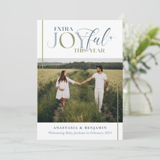 エクストラ ジョイフル ブルーとグリーンのヴィンテージ プレグナンシー シーズンカード (スタンド正面)