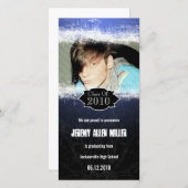 エクストリームグランジブルーブラック卒業フォトカード 案内状 (正面/裏面)