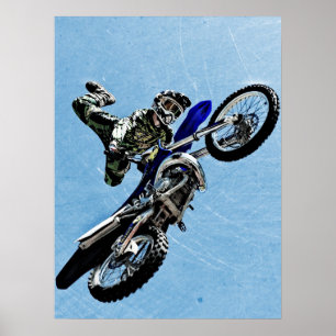 エクストリームスポーツポスター:Motocross Bike Doing Tricks ポスター