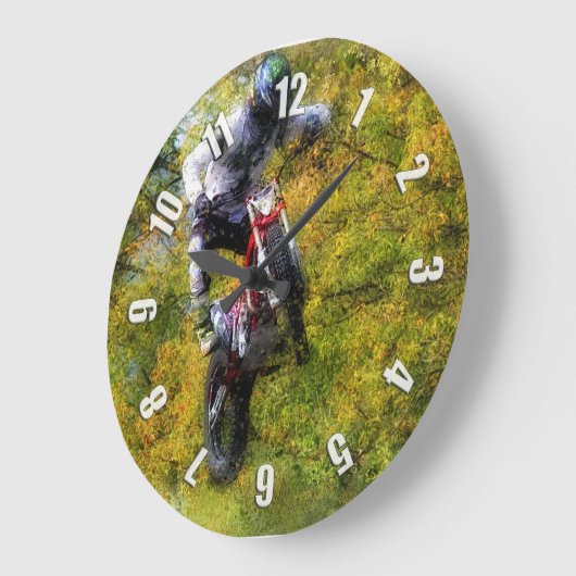エクストリームバイクもしくは自転車に乗る人- Dirt Bikeライダー ラージ壁時計 (傾斜)