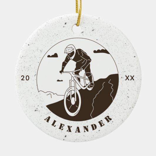 エクストリームマウンテンサイクリングサイクリングスポーツサイクリスト名 セラミックオーナメント (正面)