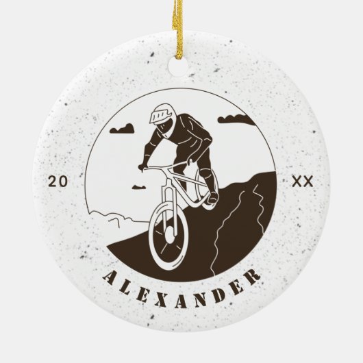 エクストリームマウンテンサイクリングサイクリングスポーツサイクリスト名 セラミックオーナメント (裏面)