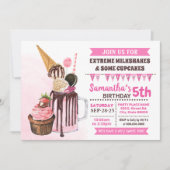 エクストリームミルクシェイクス誕生日バッシュピンク 招待状 (正面)