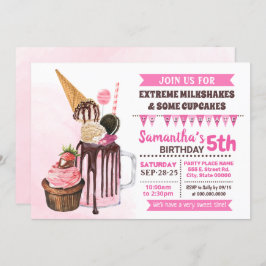 エクストリームミルクシェイクス誕生日バッシュピンク 招待状